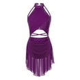 thumbnail image 2 of Alvivi Women Lyrical Dance Costume Contemporary Dancing Dress Flowy Tulle Skirt Leotard Purple L, 2 of 6
