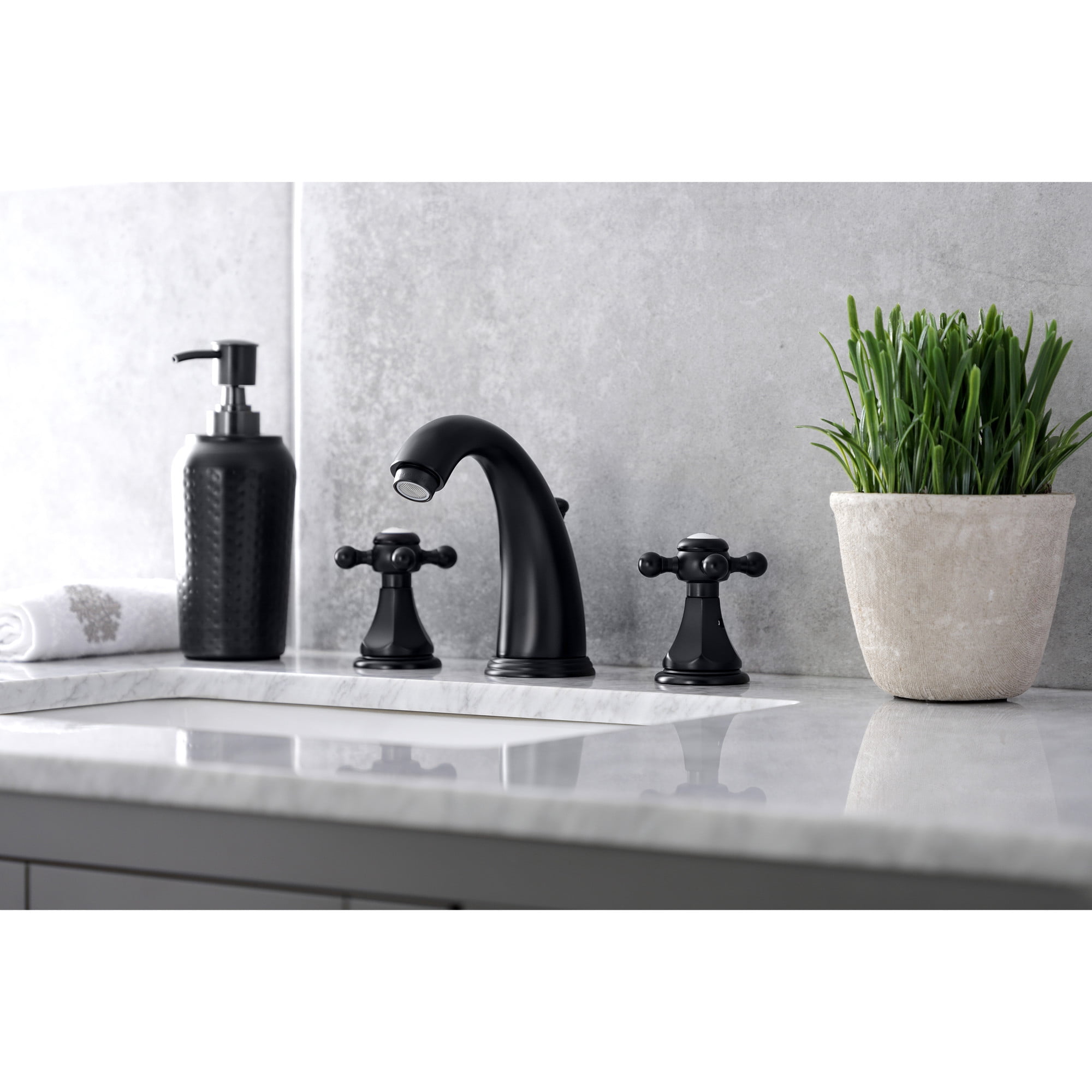 Kingston Brass KB4980BX Metropolitan Widespread Bathroom Faucet with Pop-Up Drain, Matte Black
