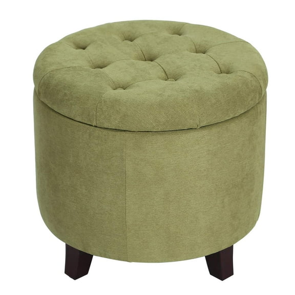 Homebeez Upholstered Tufted Storage Ottoman Footstool, 17"H Round Foot Rest Storage Ottoman for Living Room & Bedroom