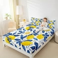 thumbnail image 4 of Manfei Lemon Full Size Sheets,Summer Fruit Bed Sheets,Yellow Blue White Sheet Sets For Teens,Microfiber Bedroom Decor,4-Piece, 4 of 7