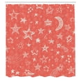 thumbnail image 3 of Ambesonne Coral Shower Curtain, Moon and Stars Space, 69"Wx84"L, Coral White, 3 of 5
