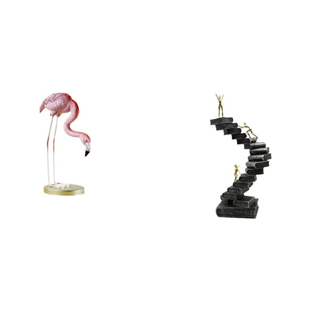 Estatua de resina,Escultura de resina de flamenco para exteriores,Figura de pájaro,adorno decorativo para jardín,Estatua de escalera,Estatua de escalera con libros para escalar,decoración