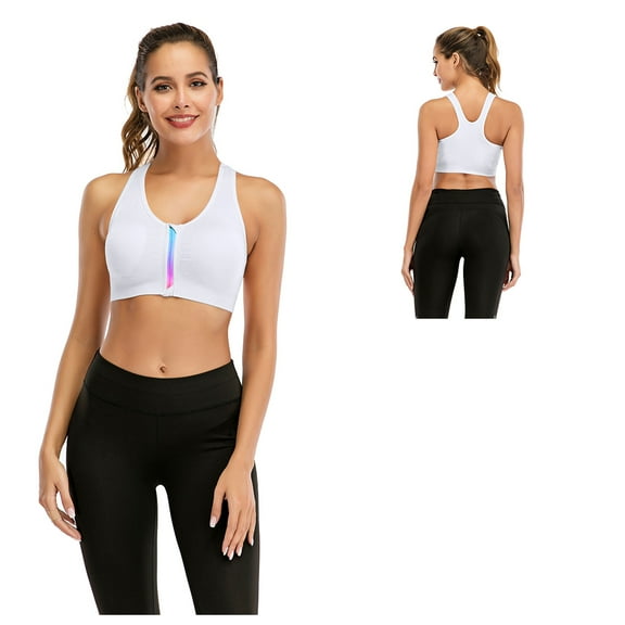 Women's High Impact Front Zip Sports Bra Plus Size Sports Bra for Yoga Running