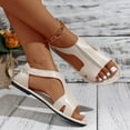 thumbnail image 6 of Viluyesy Womens Flat Sandals, Wide Width Open Toe Ankle Strap Ladies New Style Shoes Beige, 6 of 9