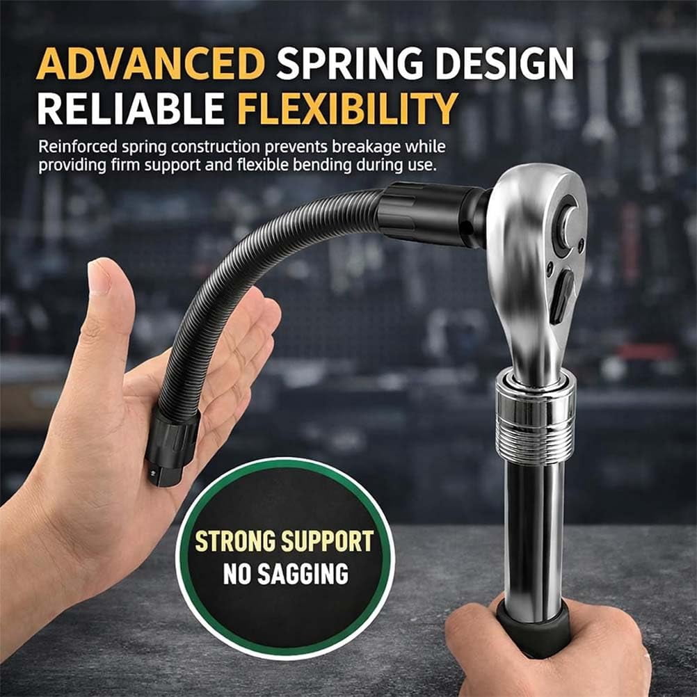 1/2 Flexible Shaft Extension Extender Torque Socket Set, Heavy Duty Flexible Socket Extension Impact Wrench Bar for Automotive Repair, 360° Bendable Ratchet Bar for Tight Spaces (9.84IN)