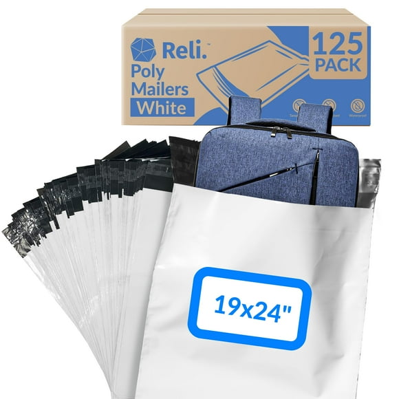 Poly Mailers Reli. 125 unidades, 19 x 24 cm, color blanco para pequeñas empresas