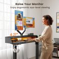 thumbnail image 7 of Kyspho 55″ x 28″ Electric Standing Desk with Storage Shelf, Height Adjustable Sit Stand Desk with RGB LED Strip & Monitor Stand, Computer Desk for Home Office, Black, 7 of 7