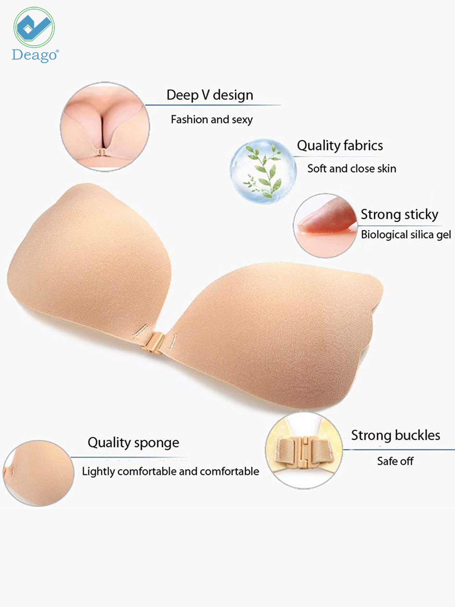  KUMADAI Strapless Bras for Women Push Up Backless Adhesive Bra  Invisible Non-Slip Reusable Silicone Bra for Halter Dress,Black,A :  Clothing, Shoes & Jewelry