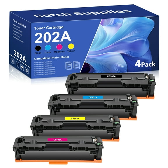 202A Toner Cartridge Replacement Compatible for HP 202A CF500A 202X CF500X Color Laserjet Pro MFP M281fdw M281cdw M254dw M281fdn M254dn M254nw M281 M254 Toner Printer Ink (BK/C/Y/M, 4-Pack)