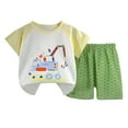 thumbnail image 2 of Bovxnpu Boys Girls Pajamas, Boy's Cotton Short Sleeve T-Shirt and Short Set, Summer Thin Round Neck Short Sleeved Set Home Clothes Two-piece Set Cute Printed T-shirt+shorts 2-3 Years, 2 of 4