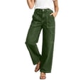 thumbnail image 4 of Tsivenald Womens Cargo Jeans High Waist Multi Utility Pockets Loose Straight Leg Classic Denim Workwear Trousers, 4 of 8