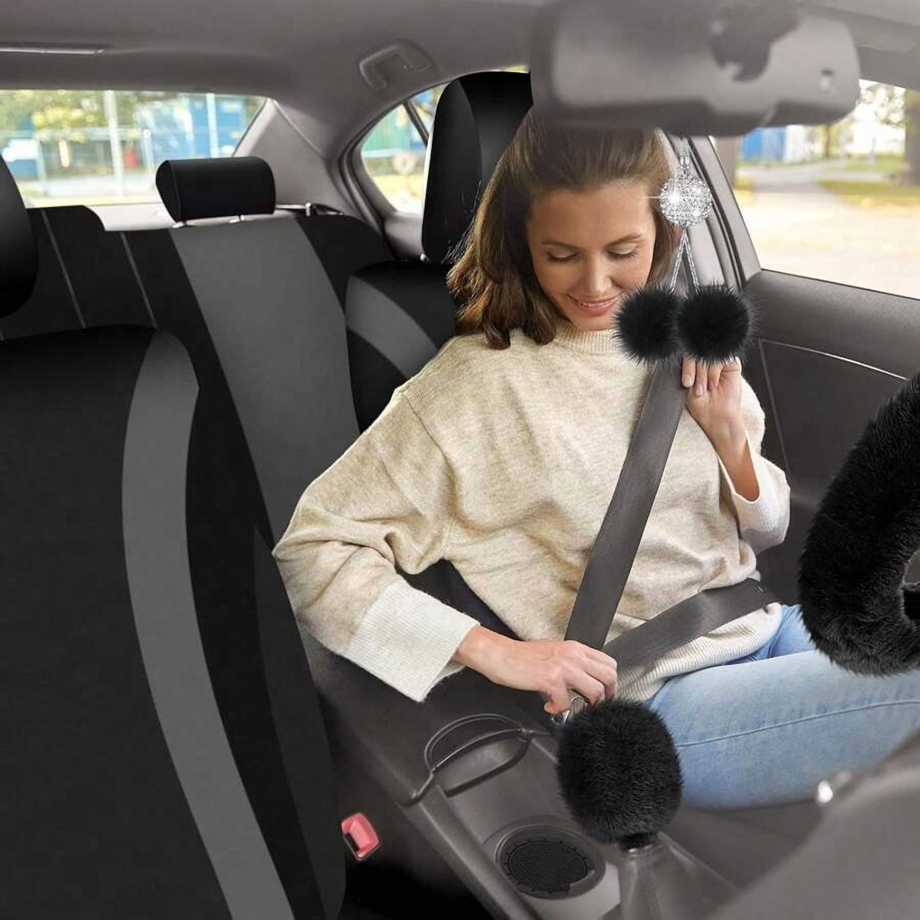35-Piece Car Seat Cover Set With Steering Wheel Cover, Cup Holder Coasters, Shoulder Pads, And Accessories - Polyester Fabric Interior Decor Kit Without Filler,Pink Car Stuff  Blue