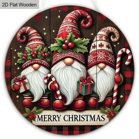 HELLOYOUNG Merry Christmas Gnome Door Hanging Sign - Festive Yard Balcony Decor, Cute Holiday Door Ornament for Christmas Celebration