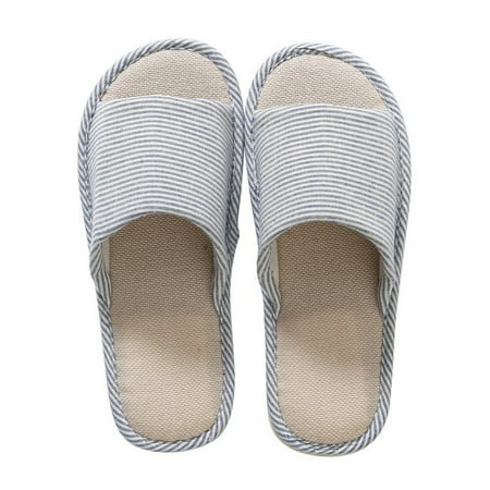 

Clearance Sale!!! Washable Linen Slippers Soft Open Toe Anti-Slip Indoor Stripe Linen Casual Home Shoes Linen Home Slippers For Men And Women Home Garden Household Commodities Slippers