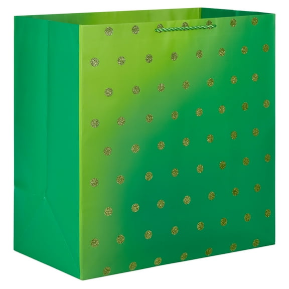 Hallmark Extra-Deep Gift Bag (Green Ombré with Glitter Dots)