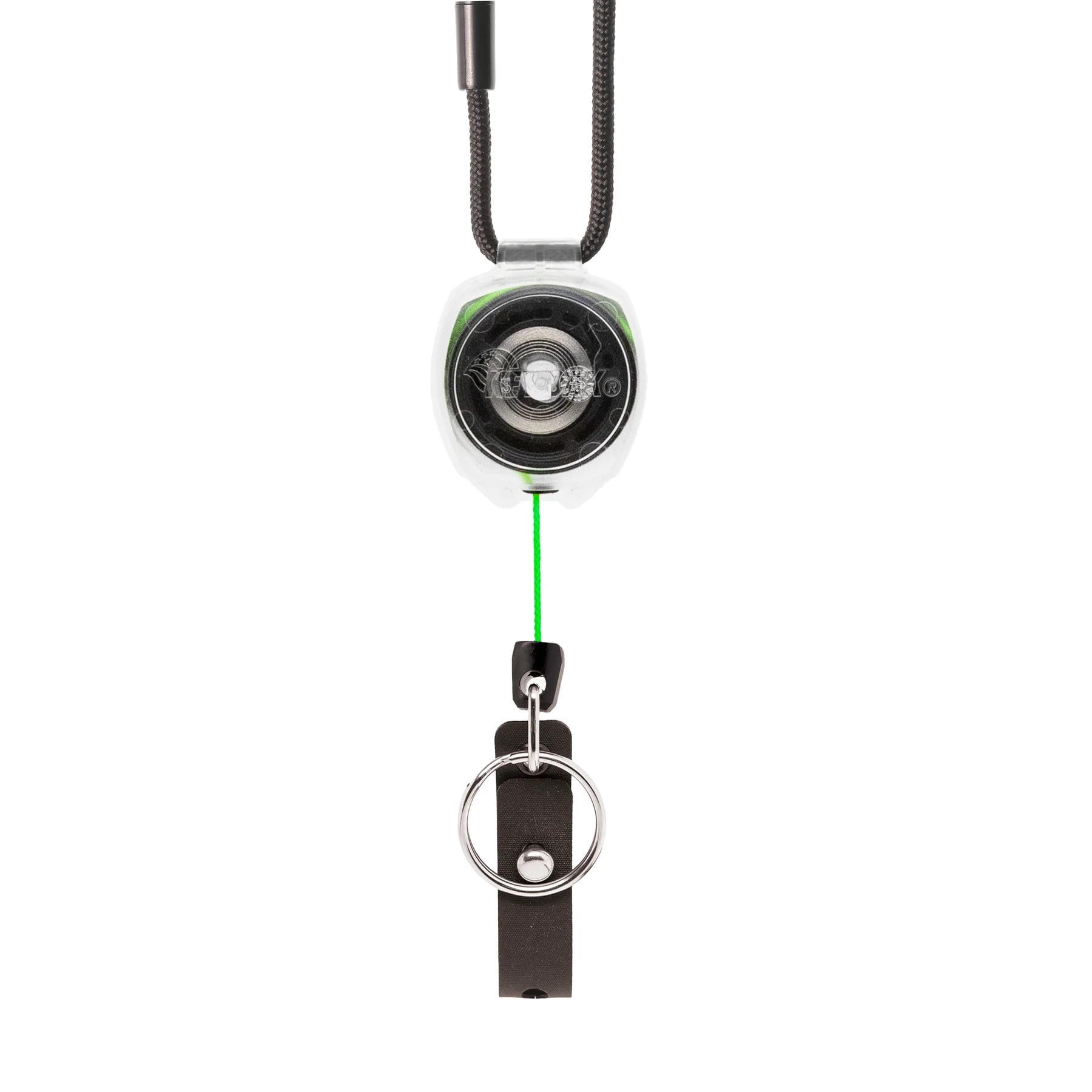 KEY-BAK Super Duty Lanyard Badge & ID Holder with Clear Sidekick Retractable Keychain- Green
