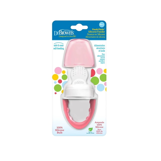 Alimentador de silicona Fresh Firsts Dr Brown's rosa Bebé