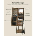 thumbnail image 4 of SONGMICS Armoire à Bijoux LED Debout, Armoire à Bijoux Verrouillable avec Miroir Pleine Longueur, Organisateur de Bijoux Gain de Place avec Miroir, Tiroir Inférieur et Étagère, Idée Cadeau, Brun Rustique UJJC025X01, 4 of 8