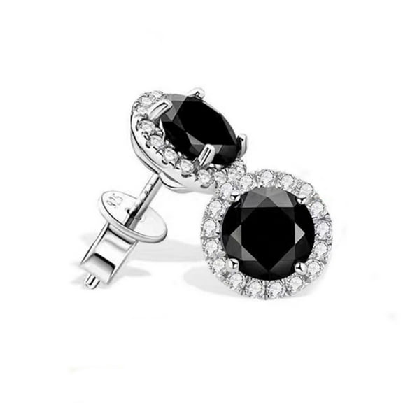 4cttw Black Moissanite Stud Earrings for Men Women D Color VVS1 Clarity Diamond Stud Earrings Hypoallergenic 925 Sterling Silver Moissanite Earrings Men Jewelry