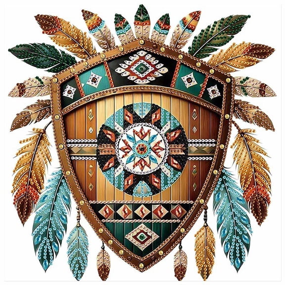 5D DIY Diamond Painting Kit, Shield Feather Special Diamond DIY Art Kit for Adults for Home Decoration and Gift Selection