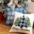 thumbnail image 5 of Merry Christmas Throw Pillow Covers 18x18 Inch Set of 4, Xmas Trees Truck Buffalo Plaid Believe Farmhouse Decorative Cushion Cases for Home Decoration G421-18, 5 of 6