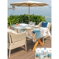 thumbnail image 4 of Teal Blue Coastal Outdoor Tablecloth - 60x120 Inch Rectangle Dining Table Cover, Summer Beach Starfish Shell Coral Nautical Waterproof Outdoor Table Cloth with Umbrella Hole & Zipper for Picnic/Patio, 4 of 7