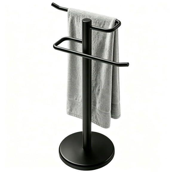 Lewondr Hand Towel Holder Stand, Freestanding Countertop Towel Rack, S-Shape Bar, Stainless Steel Anti-Slip Washcloth Holder 2 Towels Hand Towel Racks for Bathroom & Kitchen