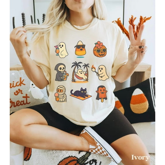 Summerween Ghost Pumpkin Shirt, Halloween Ghost Shirts, Spooky Summer, Halloween Crewneck, Comfort Colors Halloween Tshirt, Spooky Season