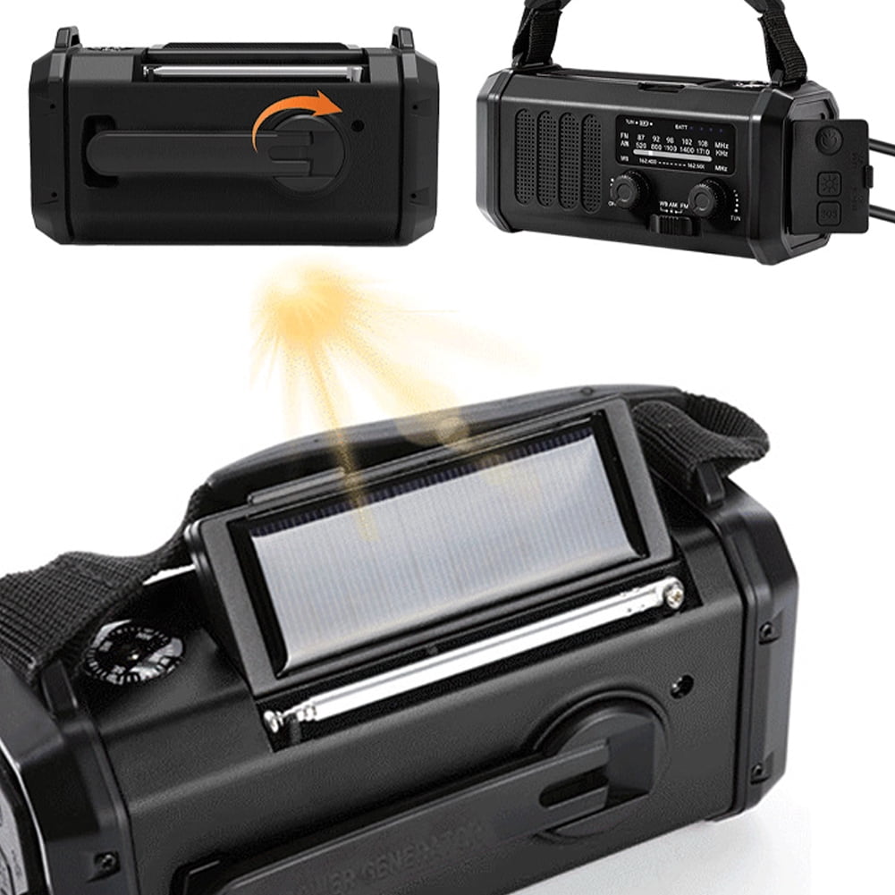 HUISZJ Solar Powered Radio, Emergency Hand Crank Radio with Flashlight Reading Lamp, Portable Weather Radio AM/FM Survival Radio for Outdoor Camping Emergency