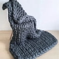 thumbnail image 5 of Canddidliike Chunky Knit Blanket, Soft Boho Throw Blanket, Handmade Knitted Yarn Blanket for Bedroom Sofa Home Decor - Dark Grey, 5 of 8