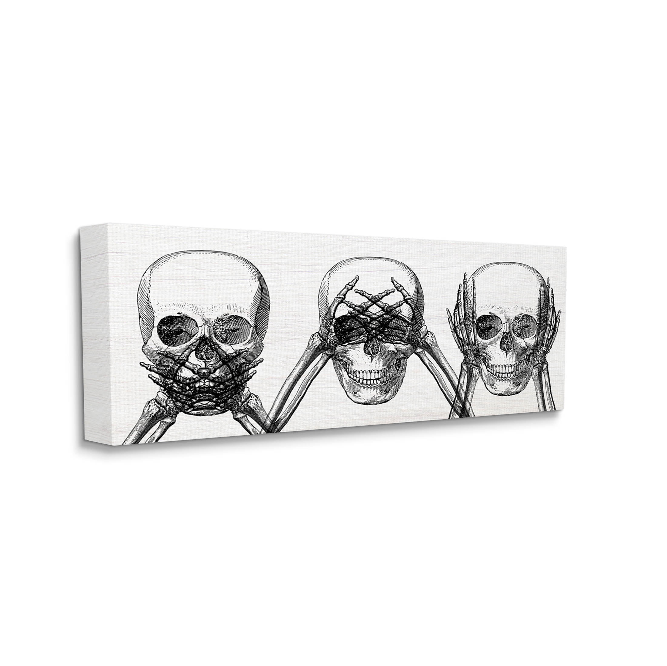 Stupell Industries Speak See Hear No Evil Skulls Graphic Art Gallery Wrapped Canvas Print Wall Art, Design by Lil' Rue