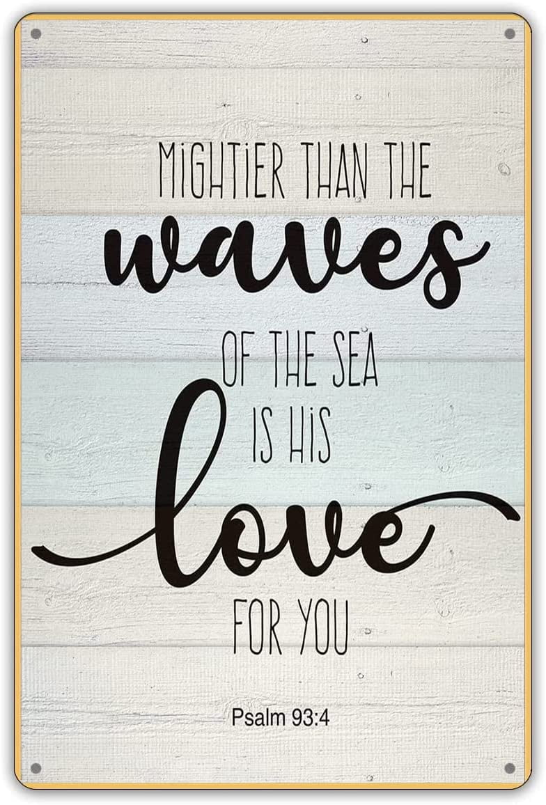 TIKUAJGIFT Bible Verse Art Wall Decor Psalm 93：4 Mightier Scripture