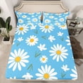 thumbnail image 2 of Homewish Vibrant Flower Twin Sheet Sets for Kid, Groovy Daisy Floral Twin Fitted Sheet, Kawaii Blue Cartoon Flat Sheet, Super Cozy Room Decor, 3pcs, 2 of 7