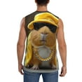 thumbnail image 4 of Lsque Heavy Metal Style Guinea Pig Print Men's Cotton Blend Sleeveless Muscle Shirts (S-3XL)- Moisture Wicking, Odor Protection, UPF 30+,Large, 4 of 8