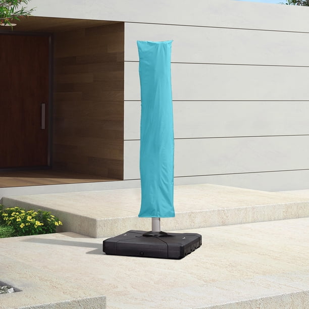 Funda para sombrilla de patio con hojas moradas, resistente a los rayos UV, color azul