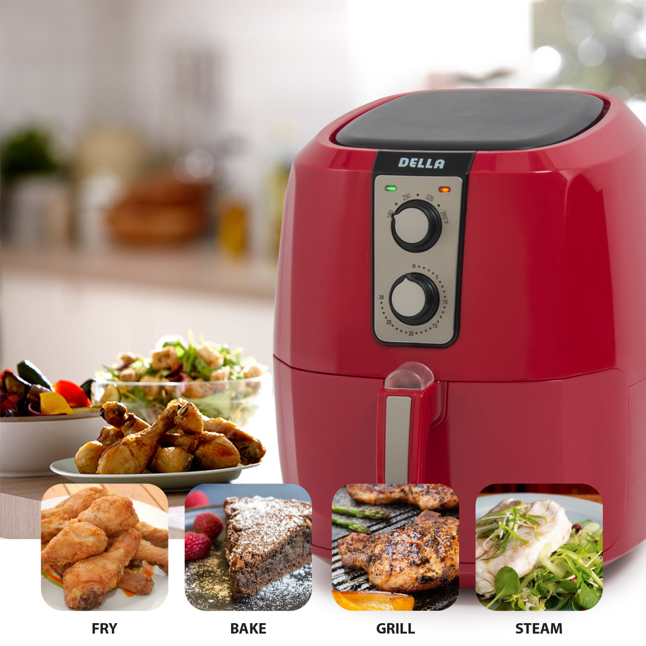 Home & Garden 1500W Multi Electric Air Fryer Cooker with Rapid Air