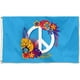 thumbnail image 1 of Bandera de la paz mundial de 3 x 5 pies con símbolos de amor y paz y 2 ojales de latón., 1 of 3