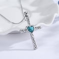 thumbnail image 5 of Coachuhhar Cross Necklace 925 Sterling Silver Heart Turquoise Filigree Pendant Religious Catholic Jewelry Christmas Gifts for Women, 5 of 7