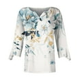 thumbnail image 3 of LEAVINGSUO Fall Winter V Neck Long Tops for Women, Womens Tops Clearance Fashion Woman V Neck Three Quarter 3/4Sleeve T Shirt AutumnBlouse Tops Sweatshirt, 3 of 4