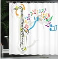 thumbnail image 4 of Ambesonne Jazz Shower Curtain, Festival Music Notes, 69"Wx70"L, Orange Green Red, 4 of 5
