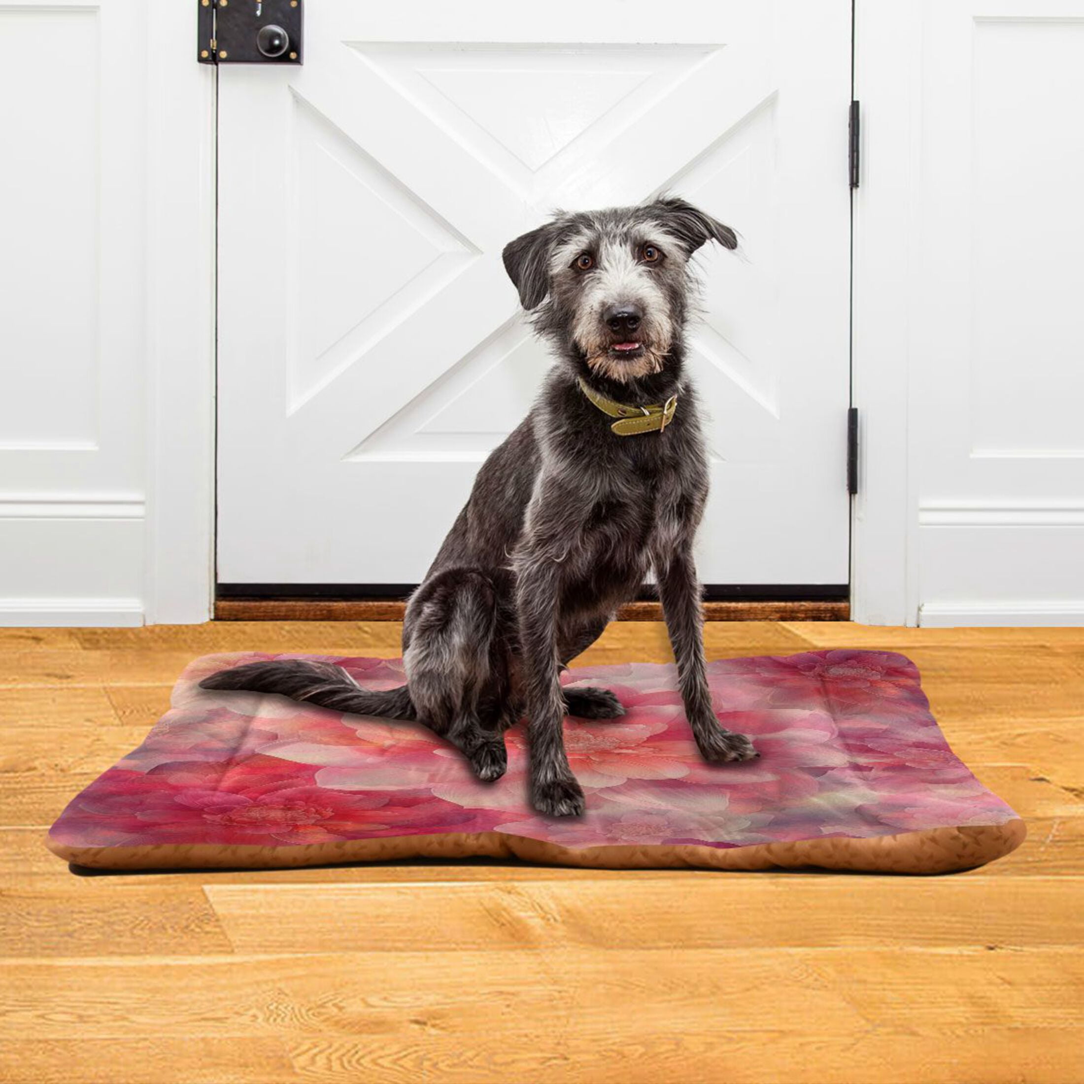 Qxltty Transparent Red Flower Ped Pad Wear-resistant and Hard to Bite Through Sleeping Pad for Small Medium Large Dogs Winter Pet Bed 36×24in