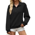 thumbnail image 2 of Golf Collar Sweatshirt For Women, Fleece Lined Long Sleeve Raglan Tops, Teen Fall Casual Basic Loose Fit Pullover Shirts S-XXL, 2 of 6