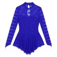 thumbnail image 5 of inhzoy Women's Floral Lace Lyrical Dance Dress Mock Neck Ballet Dance Leotard Dresses Blue Medium, 5 of 9