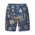 thumbnail image 4 of Lsque Mens Swim Trunks Marine Nautical Pattern - Bathing Suit Compression Liner - Beach Swim Shorts Swimwear - (S-3XL) - Stretch Quick Dry -Large, 4 of 9