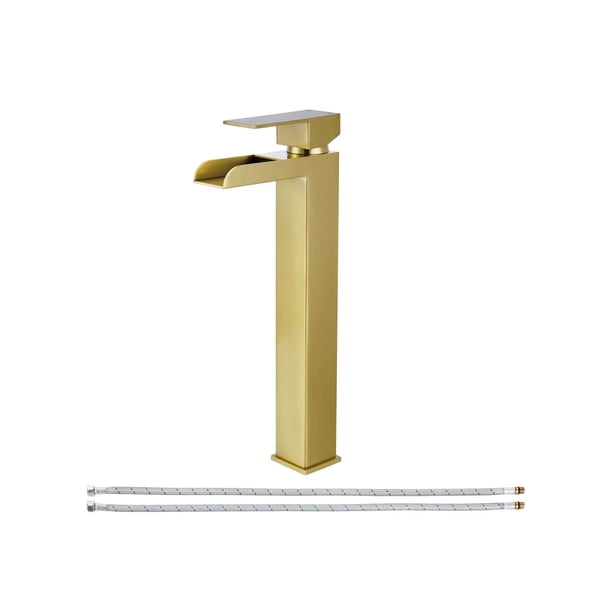 PARLOS Waterfall Vessel Sink Faucet Single Handle Tall Bathroom Vanity Mixer Tap One Hole With Water Supply Line