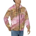 thumbnail image 4 of Zip Up Hoodies for Men - Pink and Gold Glam Glitter Long Sleeve Comfrt Men'S Fashion Hoodies & Sweatshirts, Jackets for Men Hoodies Pullover Clothing Clothes with Pouch, 4 of 5