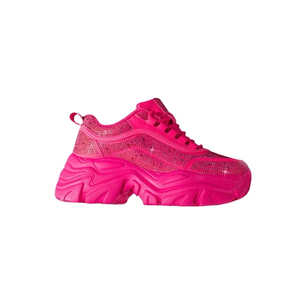 Tenis Sneakers Sport con BrillosCasual para Mujer Dale Hot Pink