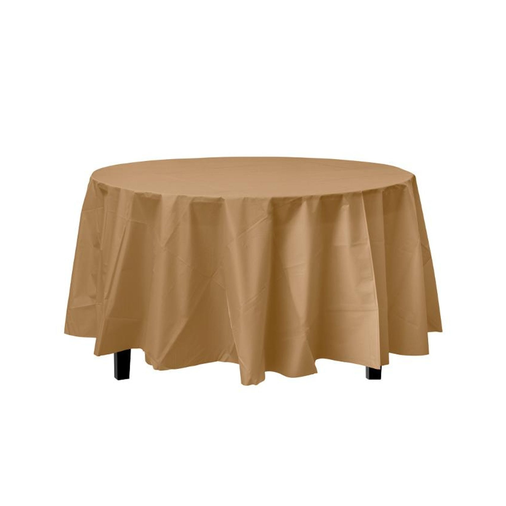 Gold Decorations | Round Gold Table Cloth | Round Plastic Table Cover - Gold - 84in. - 1 Piece ...