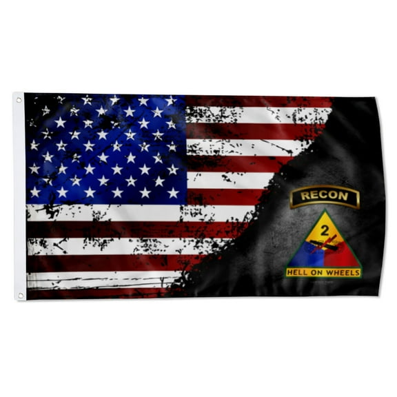 2but 2ND ARMORED DIVISION RECON STARS & STRIPES Hell on Wheels Recon Flag Military Flags Polyester 3x5 FT Indoor Outdoor Banner
