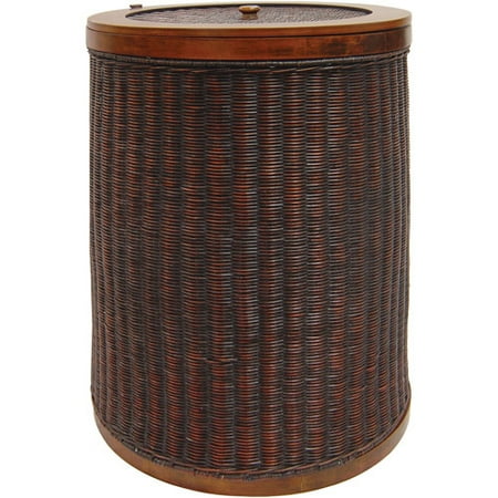 Round Wicker Hamper With Liner Dark Bro Round Wicker Hamper With Liner Dark Bro